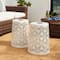 Glitzhome® 17.5" Iron Geometric Pattern Solar Garden Stool Set
